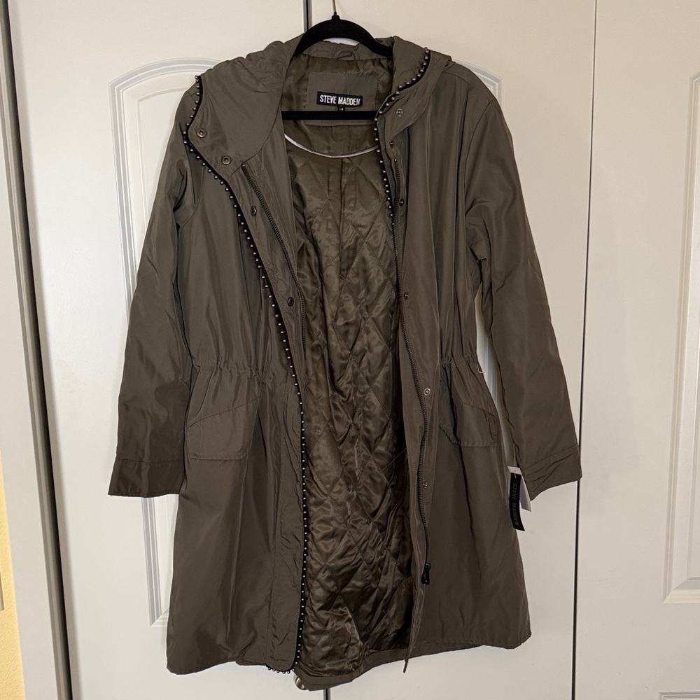 Steve Madden Women's Khaki Utility Jacket with Hood